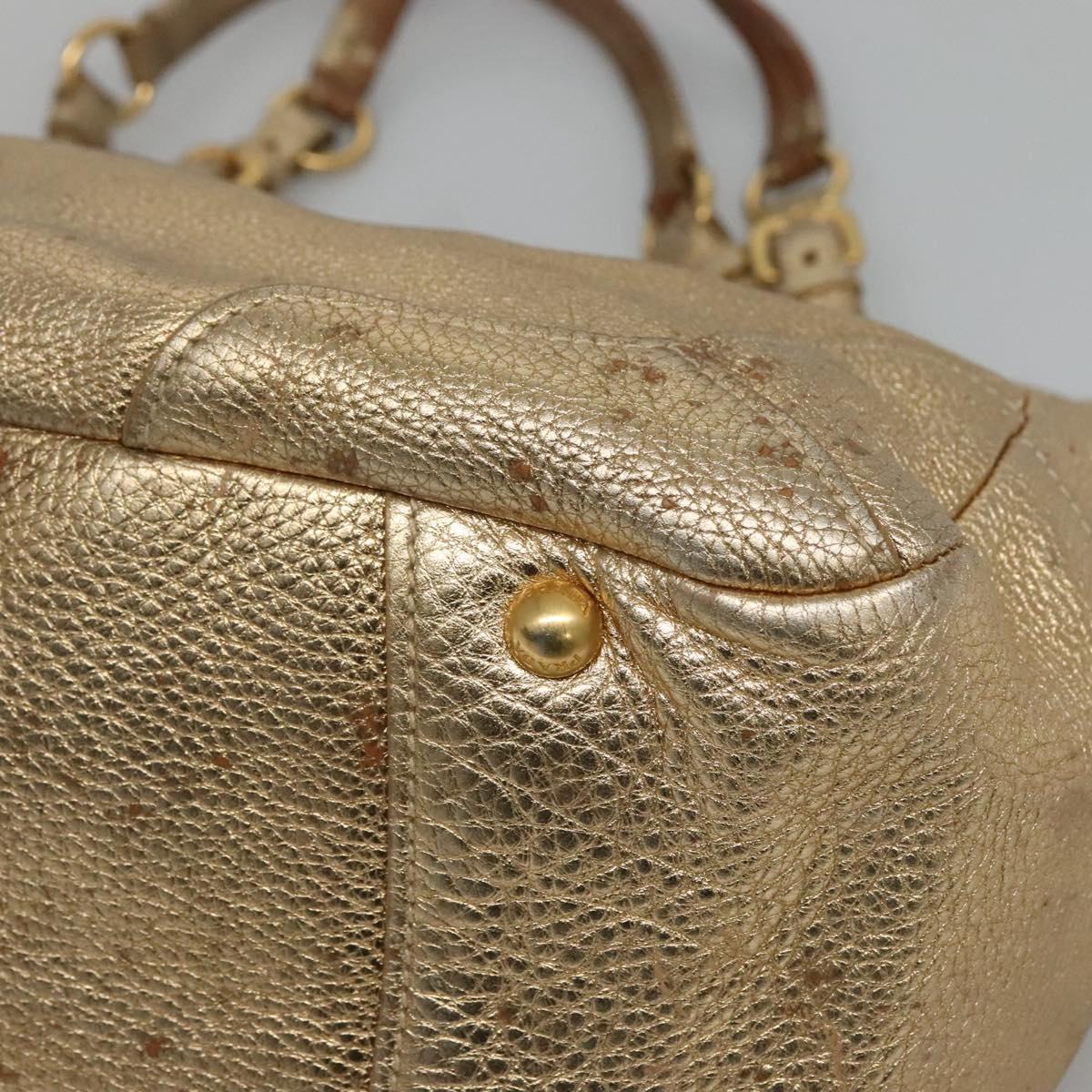 PRADA Tote Bag Leather Gold Tone Auth EC905