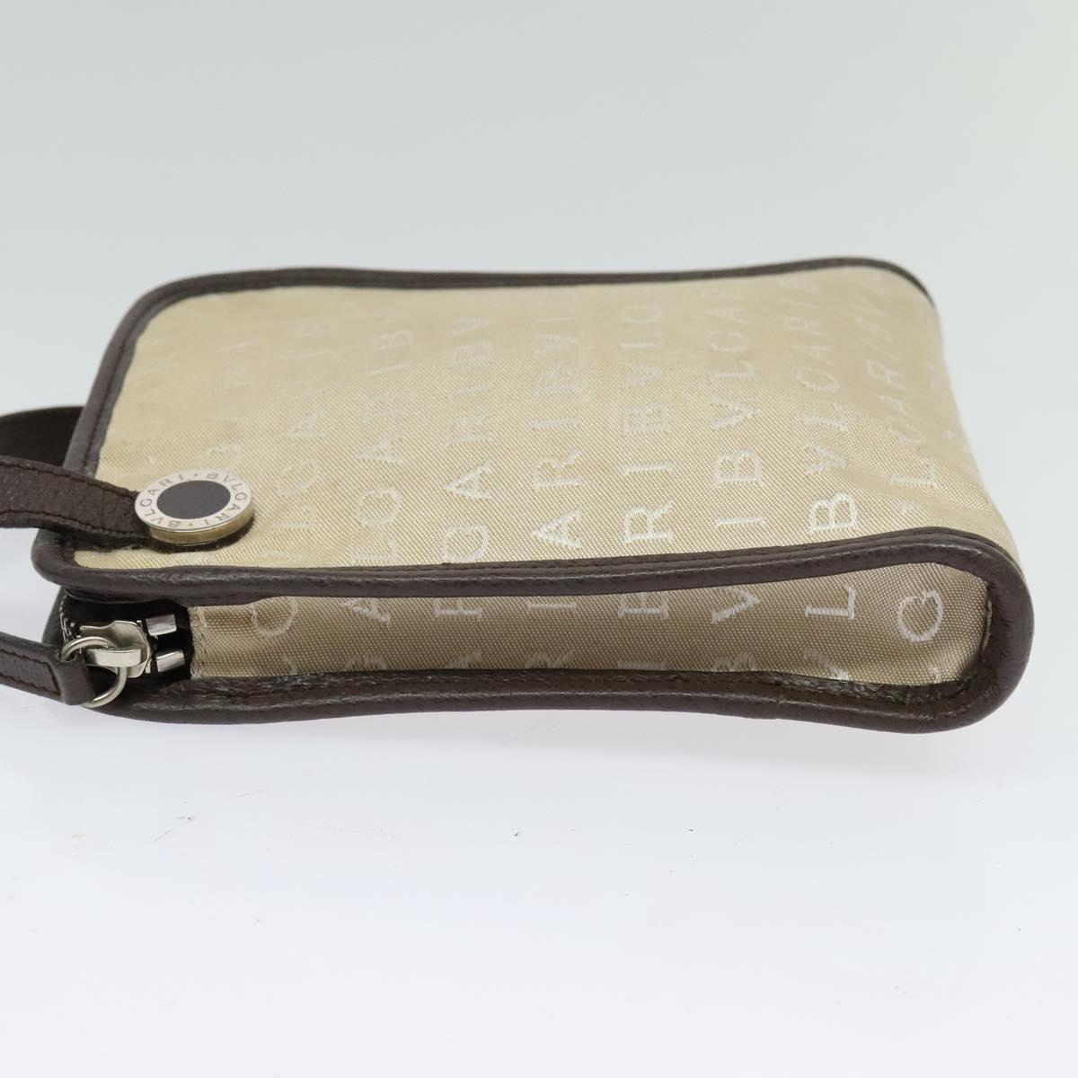 BVLGARI Logo Mania Shoulder Bag Canvas Beige Auth EC908