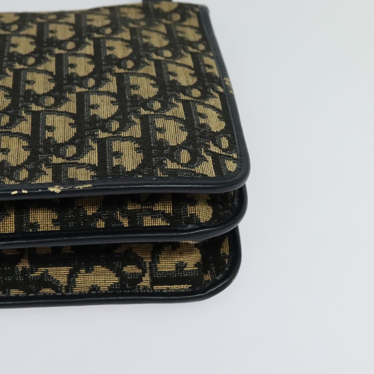 Christian Dior Trotter Canvas Shoulder Bag Navy Auth EC911