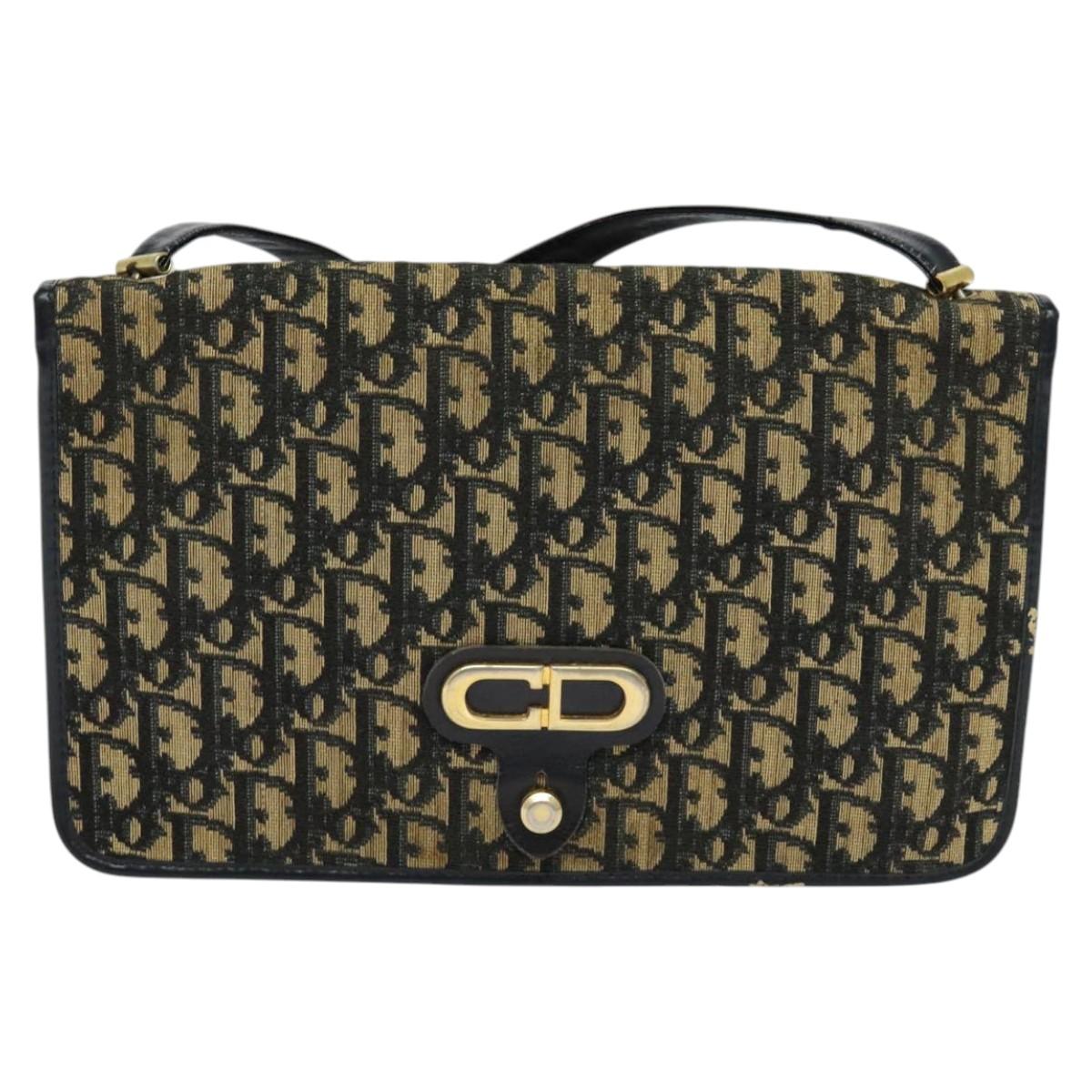 Christian Dior Trotter Canvas Shoulder Bag Navy Auth EC911