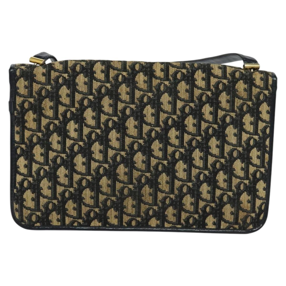 Christian Dior Trotter Canvas Shoulder Bag Navy Auth EC911