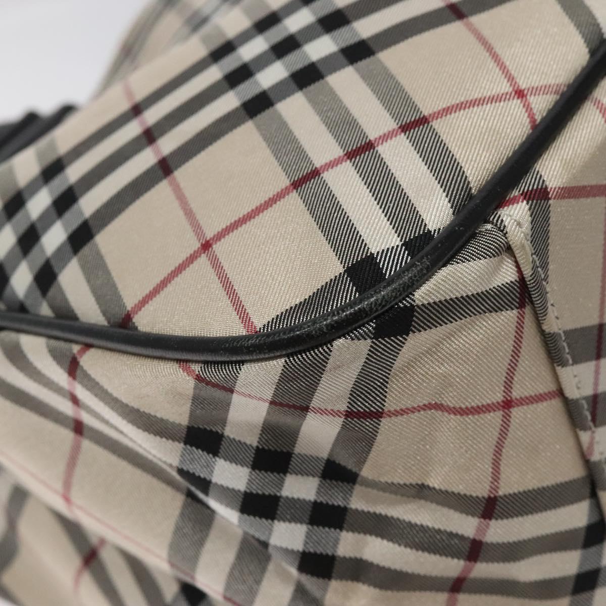 BURBERRY Nova Check Blue Label Hand Bag Nylon Beige Auth EC912