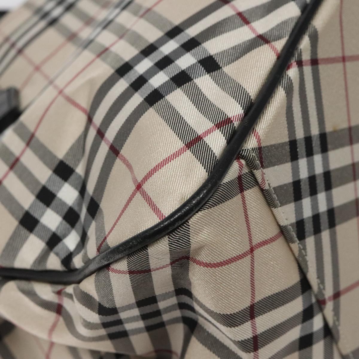 BURBERRY Nova Check Blue Label Hand Bag Nylon Beige Auth EC912