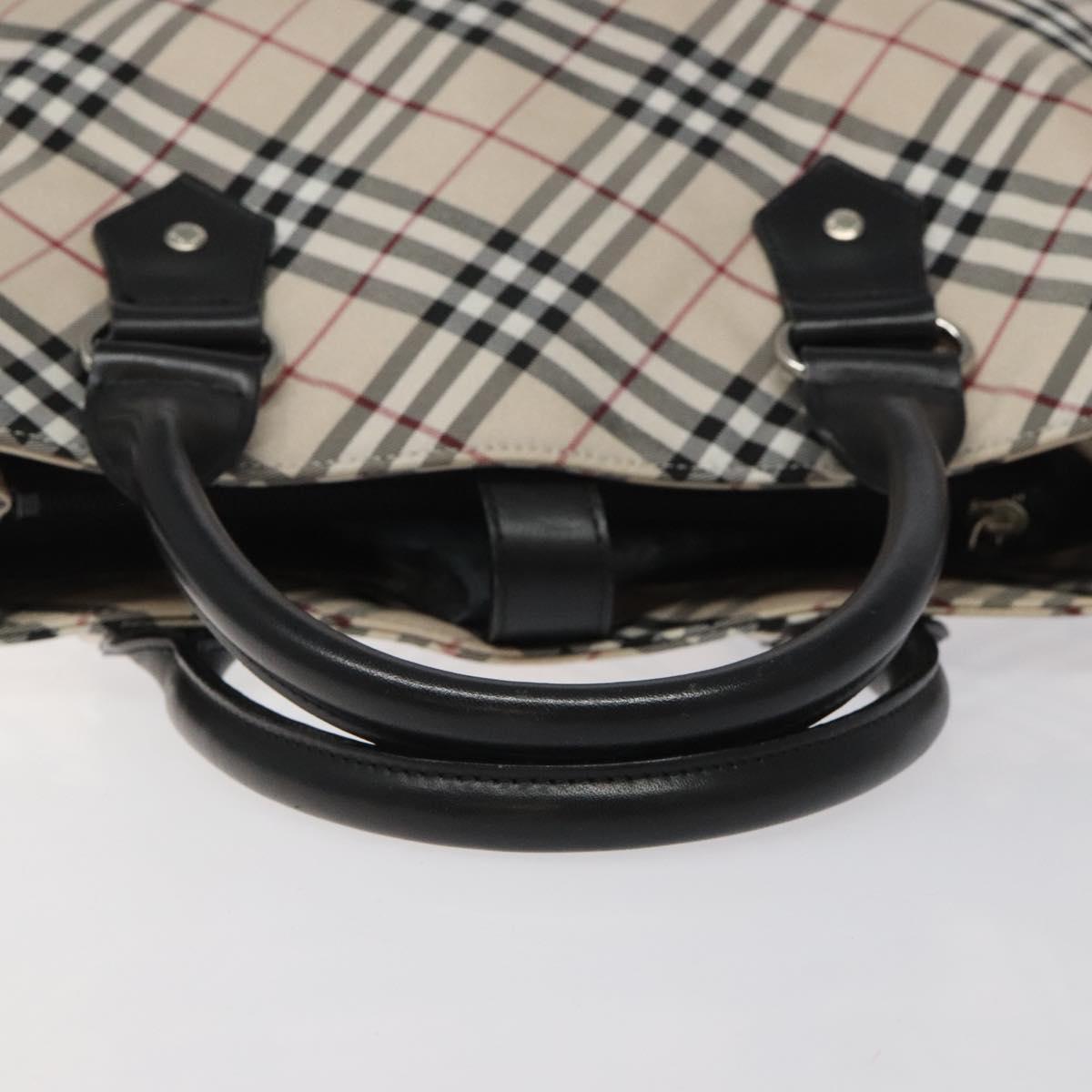 BURBERRY Nova Check Blue Label Hand Bag Nylon Beige Auth EC912
