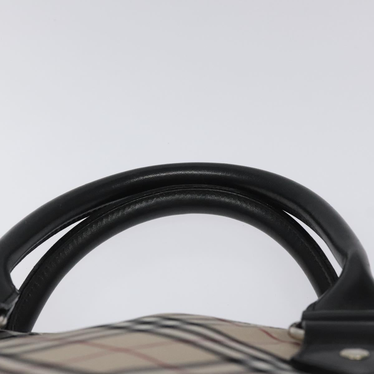 BURBERRY Nova Check Blue Label Hand Bag Nylon Beige Auth EC912