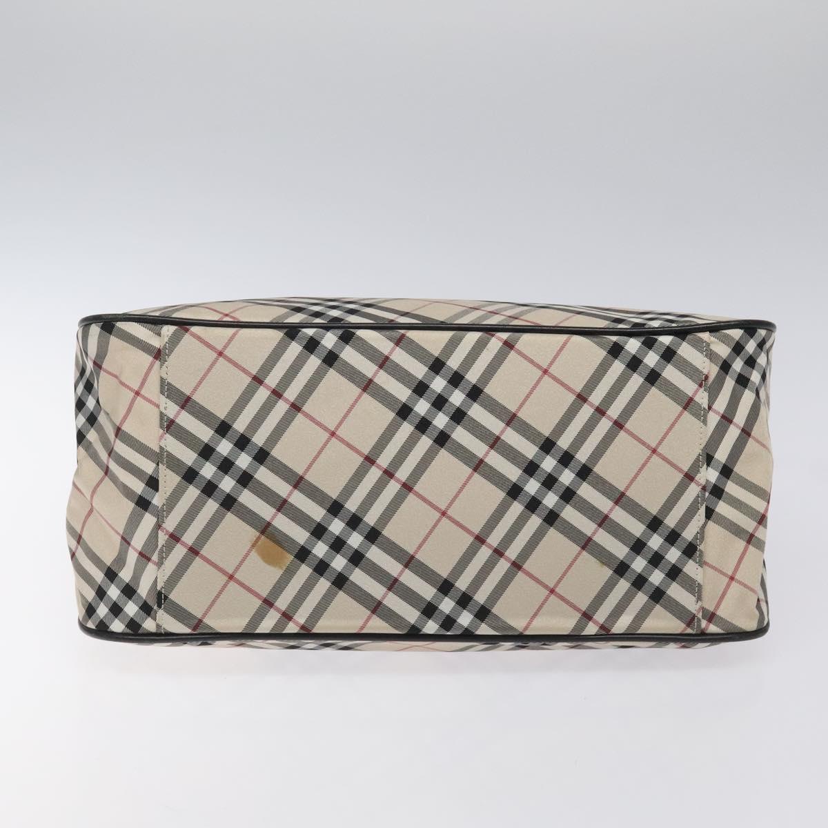 BURBERRY Nova Check Blue Label Hand Bag Nylon Beige Auth EC912
