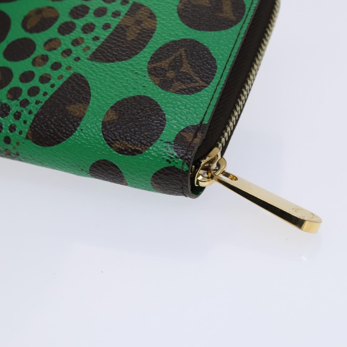 LOUIS VUITTON Monogram Yayoi Kusama Zippy Wallet Green M60451 LV Auth EC922