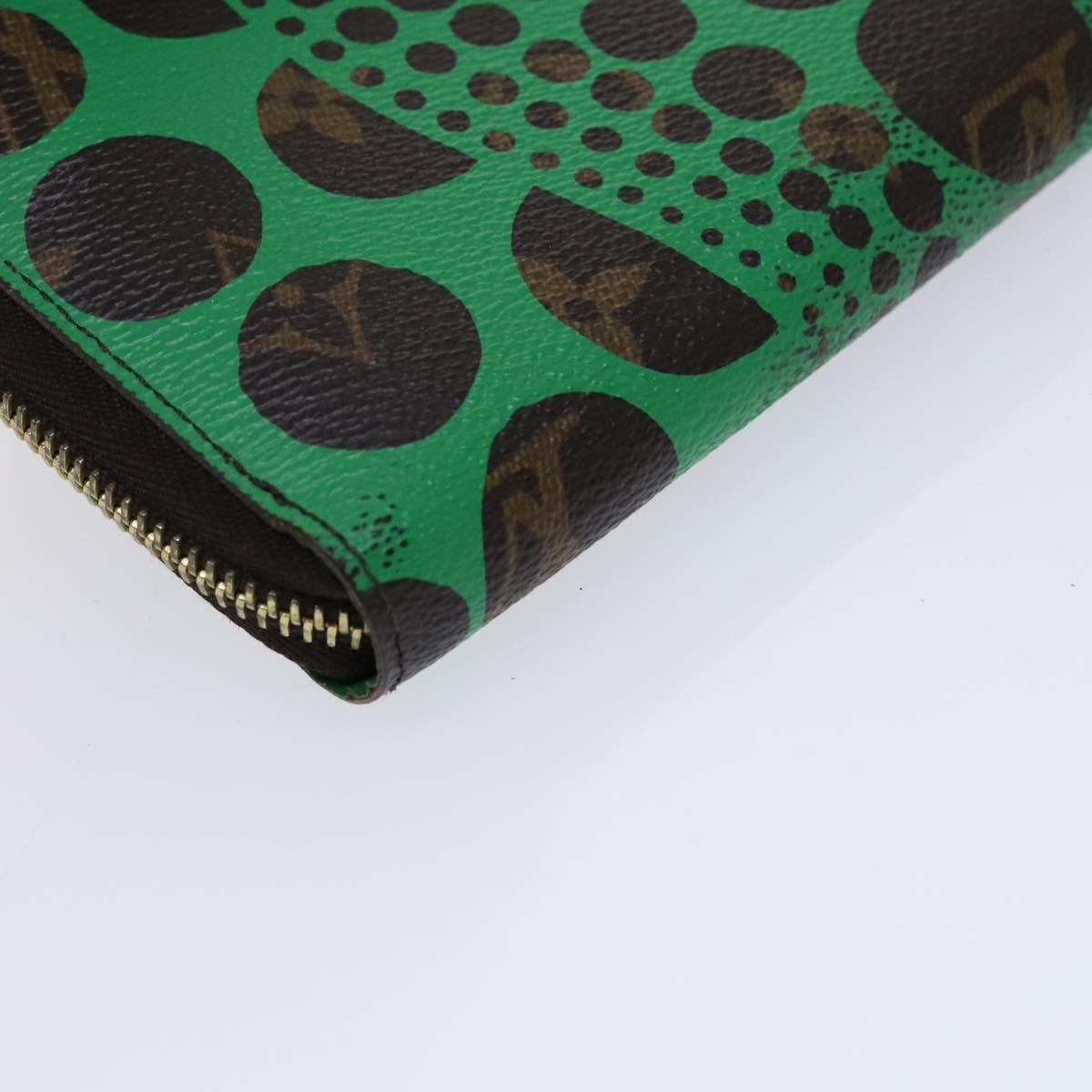 LOUIS VUITTON Monogram Yayoi Kusama Zippy Wallet Green M60451 LV Auth EC922