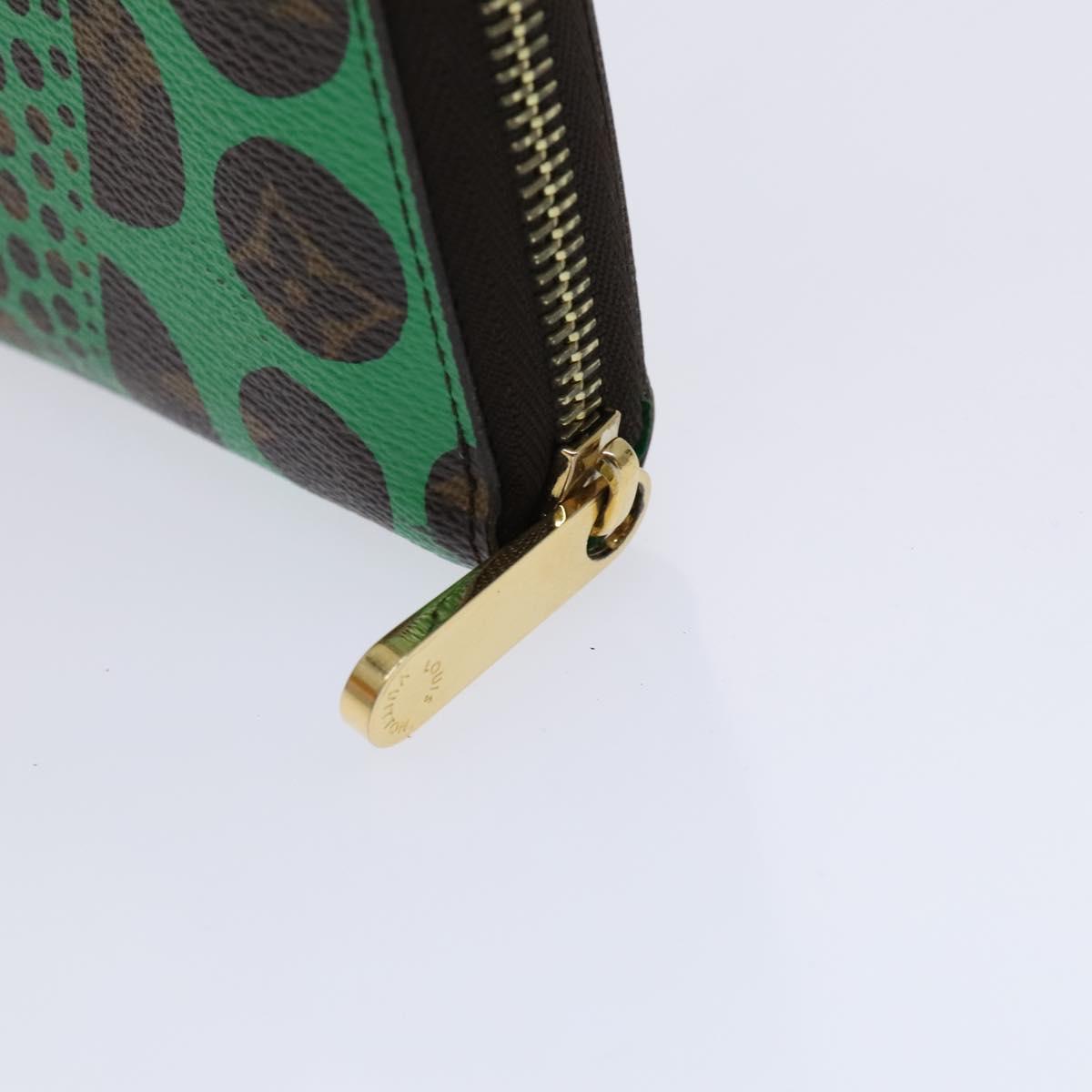 LOUIS VUITTON Monogram Yayoi Kusama Zippy Wallet Green M60451 LV Auth EC922