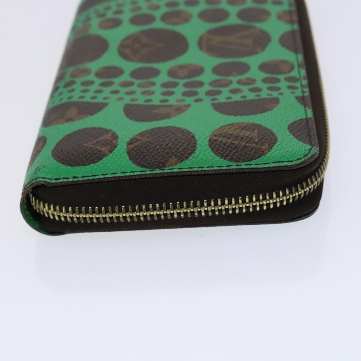 LOUIS VUITTON Monogram Yayoi Kusama Zippy Wallet Green M60451 LV Auth EC922