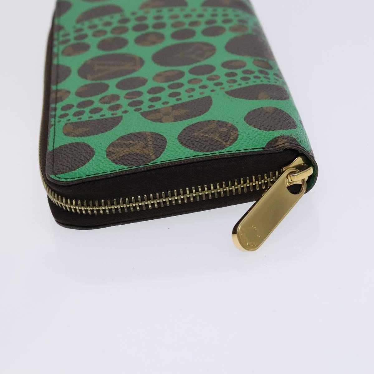 LOUIS VUITTON Monogram Yayoi Kusama Zippy Wallet Green M60451 LV Auth EC922