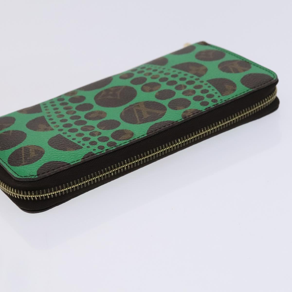 LOUIS VUITTON Monogram Yayoi Kusama Zippy Wallet Green M60451 LV Auth EC922