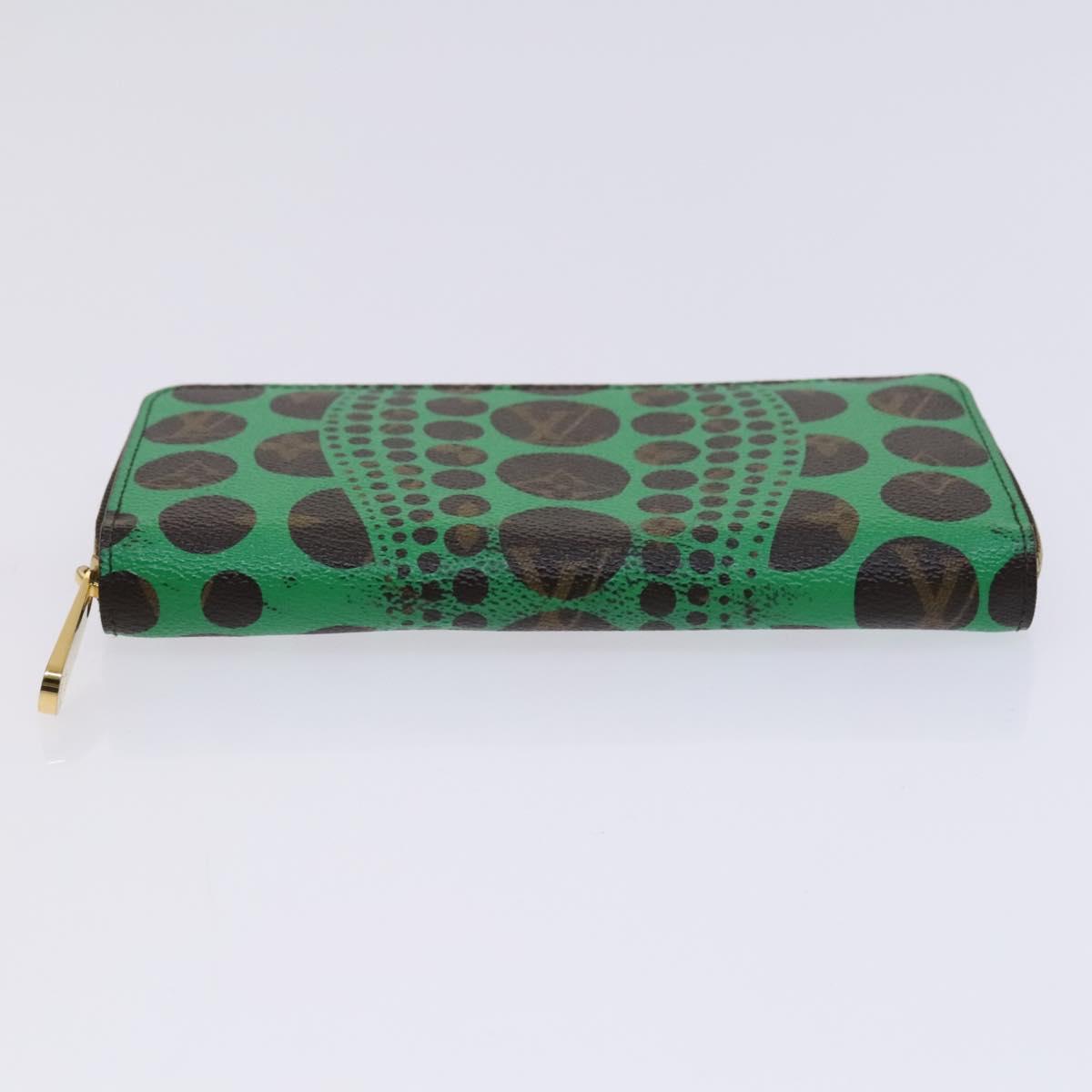 LOUIS VUITTON Monogram Yayoi Kusama Zippy Wallet Green M60451 LV Auth EC922