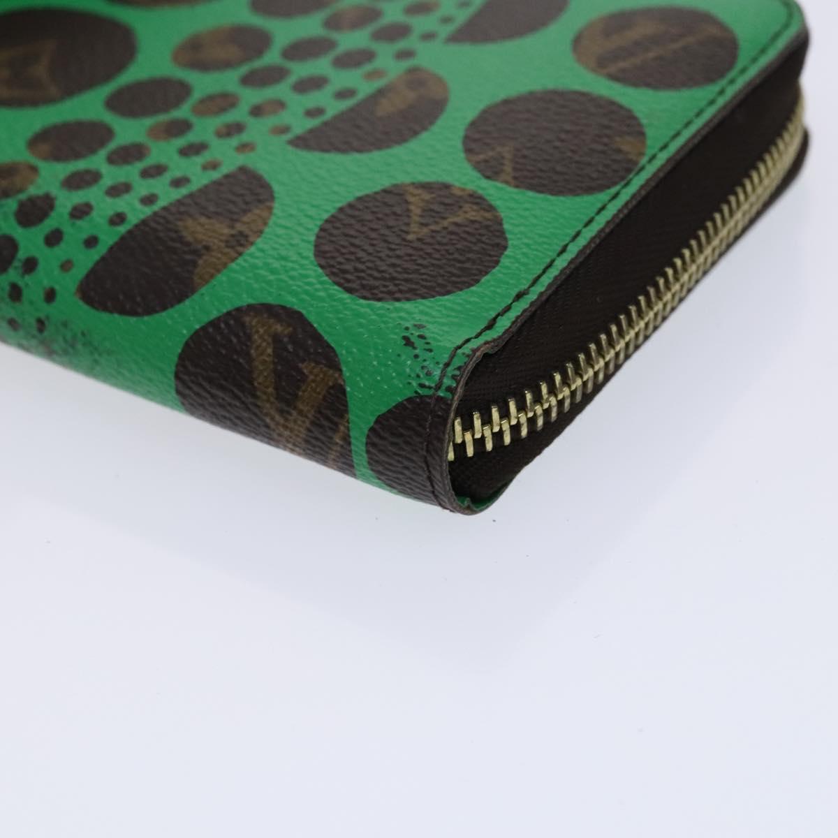 LOUIS VUITTON Monogram Yayoi Kusama Zippy Wallet Green M60451 LV Auth EC922