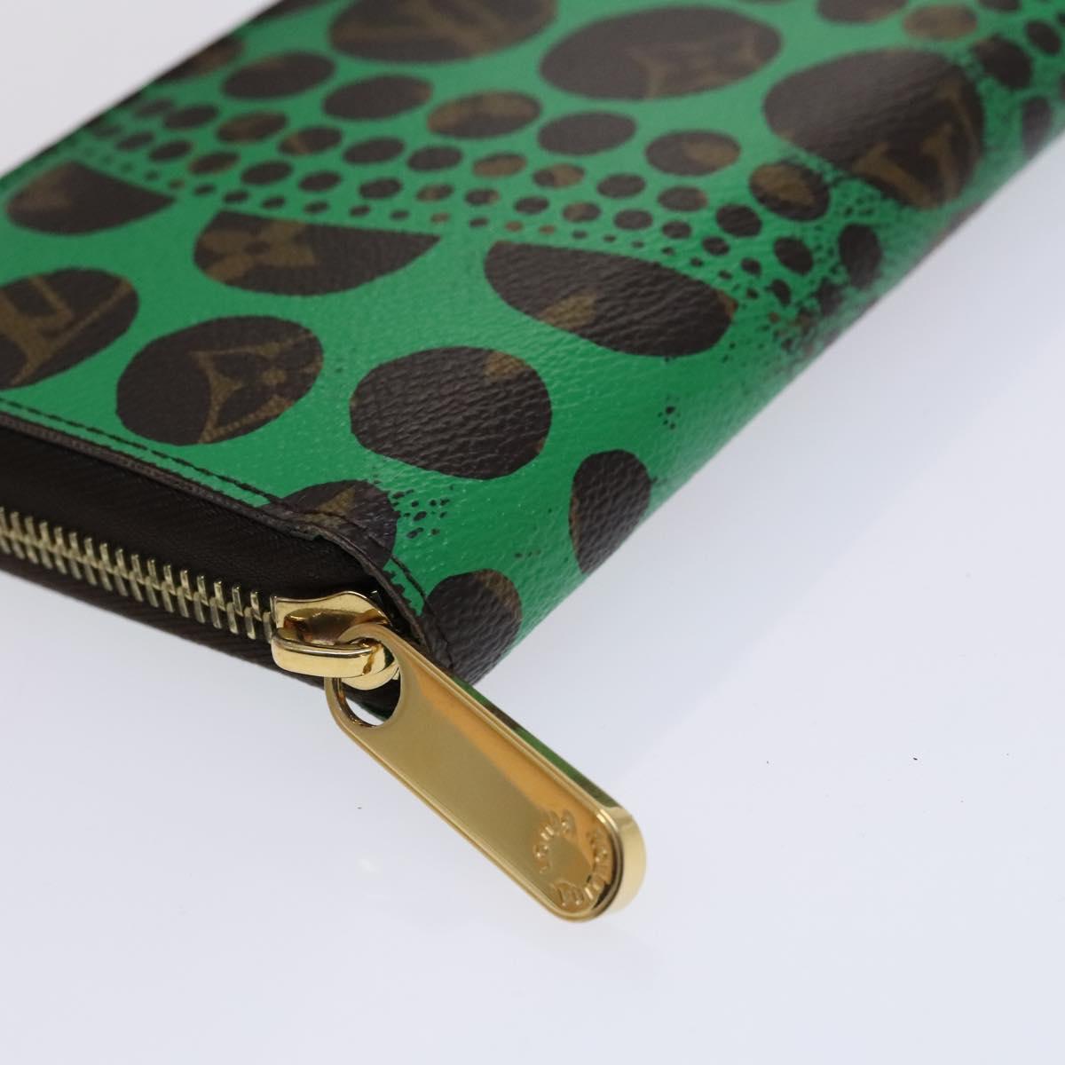 LOUIS VUITTON Monogram Yayoi Kusama Zippy Wallet Green M60451 LV Auth EC922