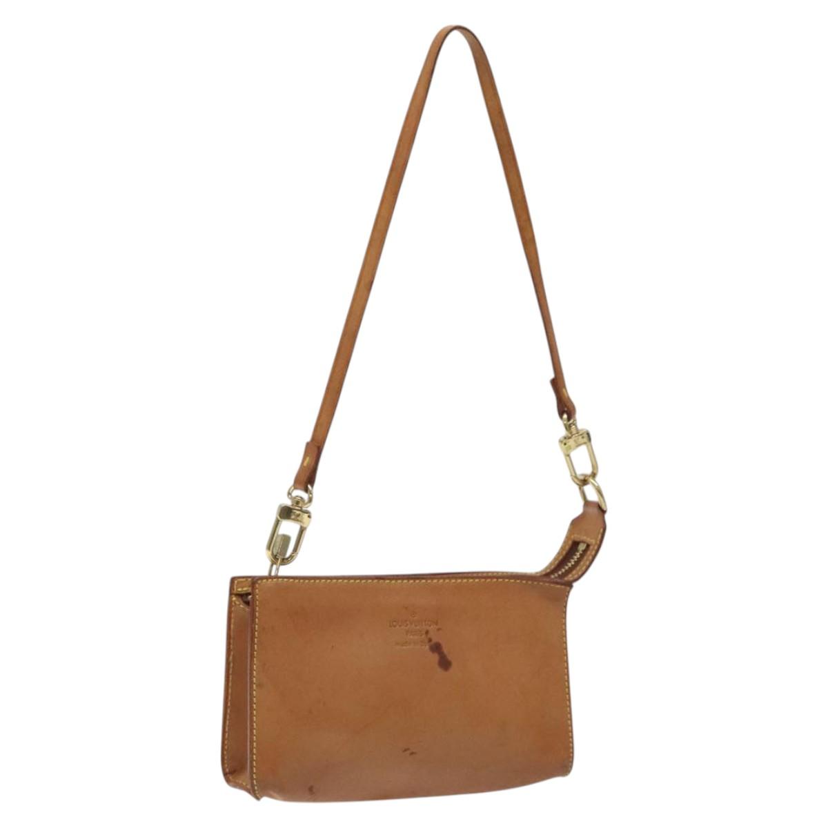 LOUIS VUITTON Nomad Cabas Ambre PM Pouch Leather Beige M92502 LV Auth EC928