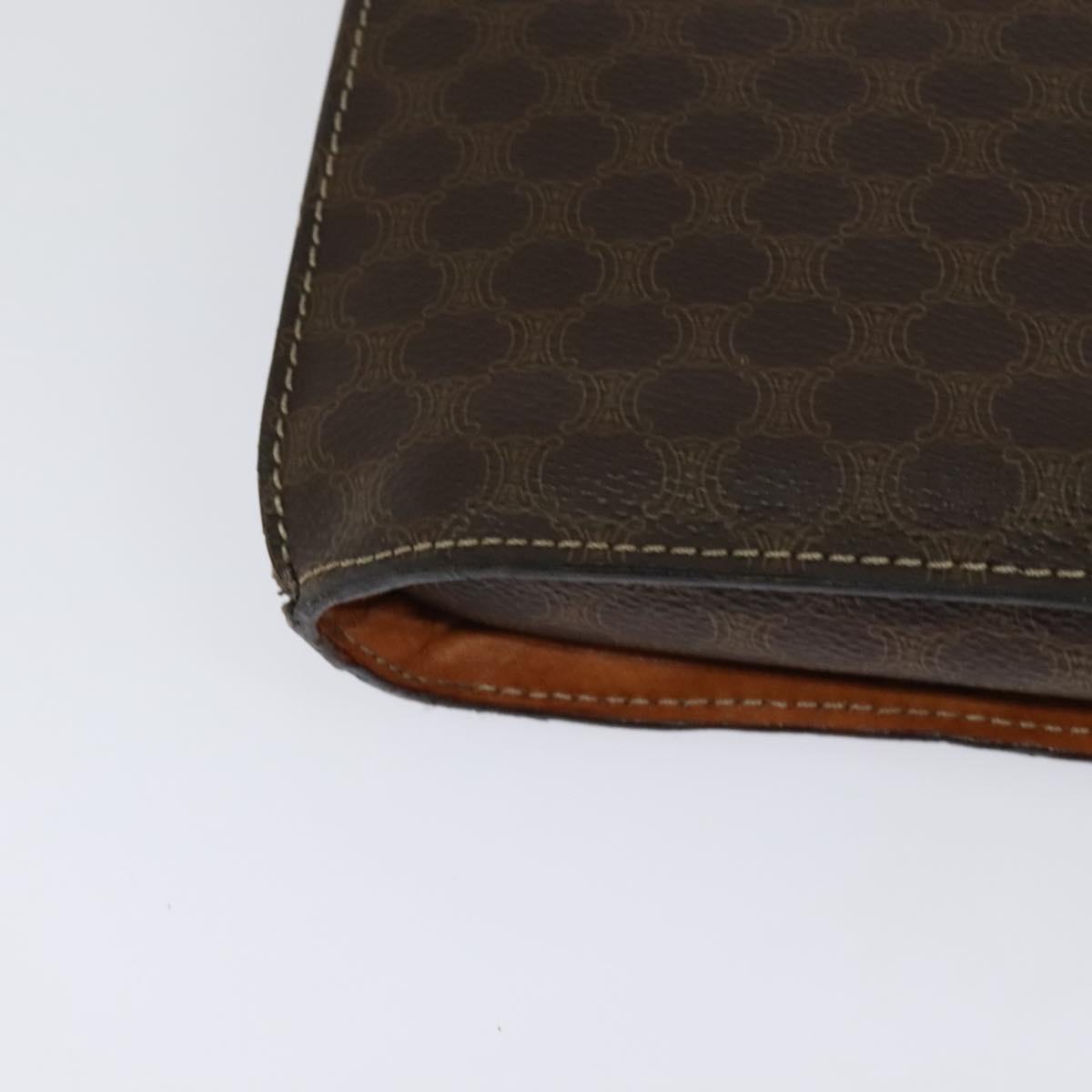 CELINE Macadam Canvas Coin Shoulder Bag PVC Leather Brown Gold Auth EC933