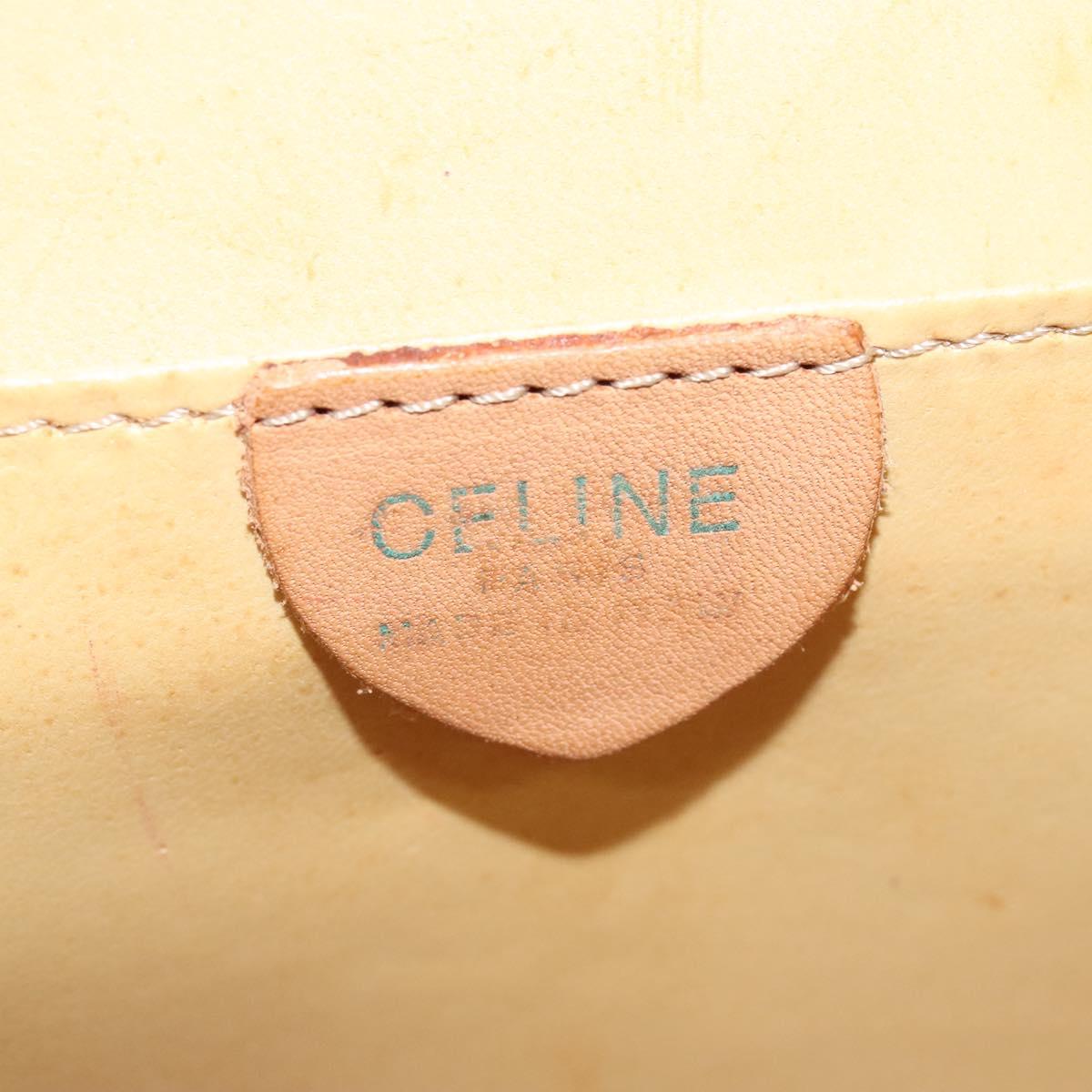 CELINE Macadam Canvas Coin Shoulder Bag PVC Leather Brown Gold Auth EC933