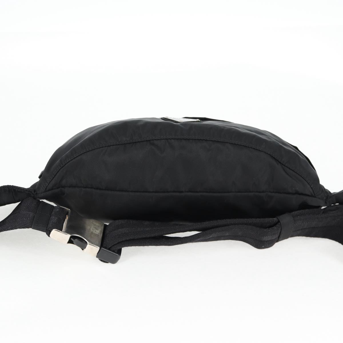 PRADA Waist bag Nylon Black Silver Auth EC935