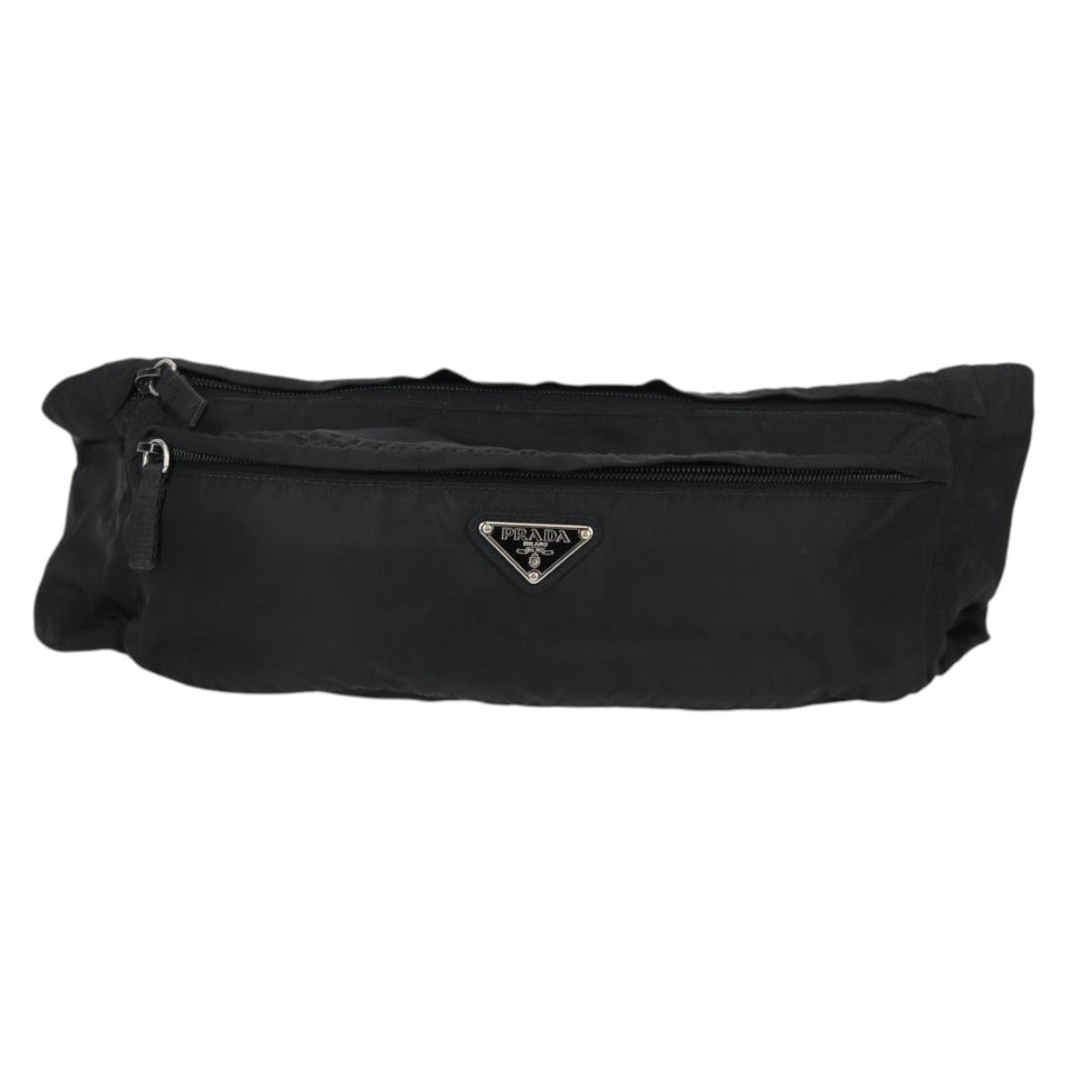 PRADA Waist bag Nylon Black Silver Auth EC935