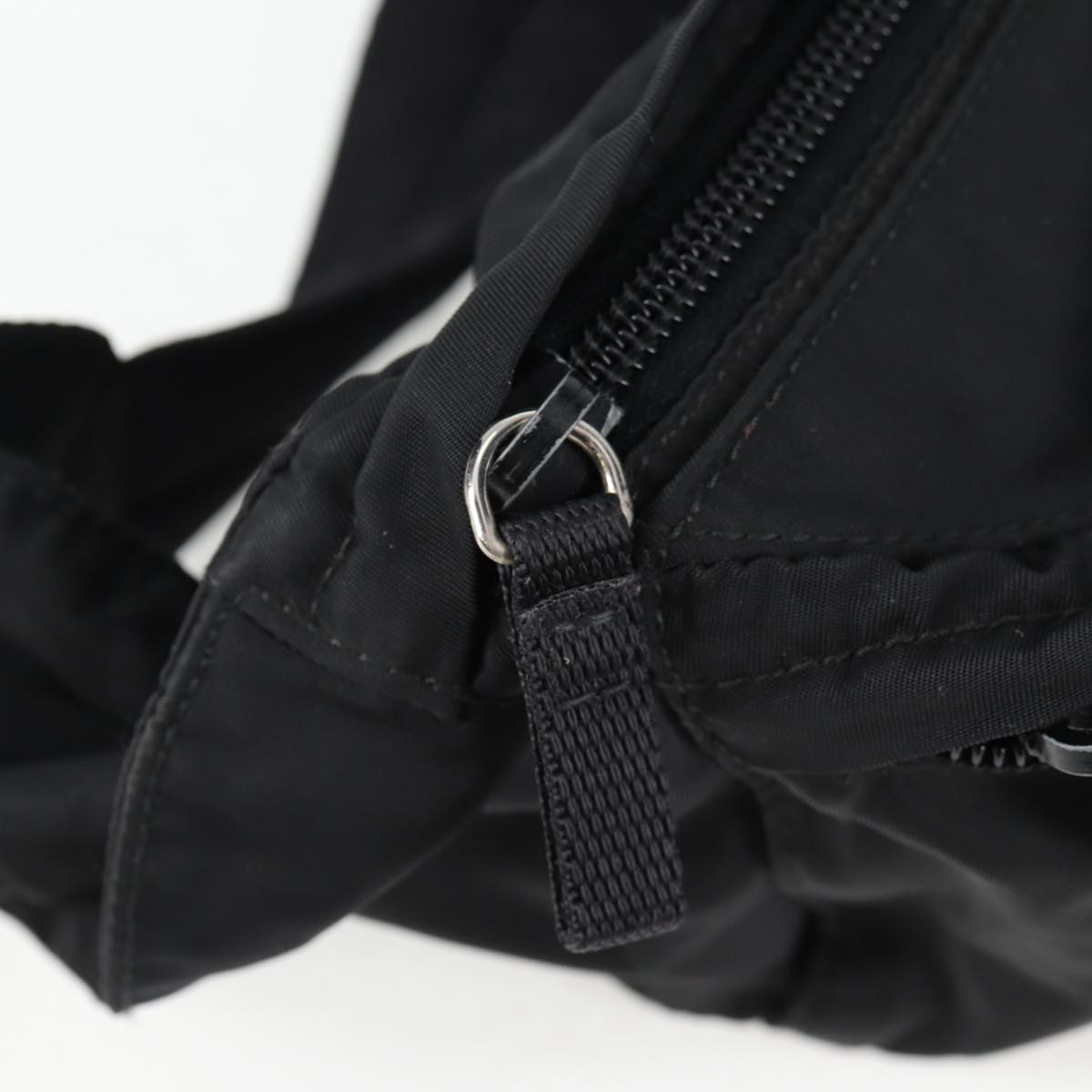 PRADA Waist bag Nylon Black Silver Auth EC935