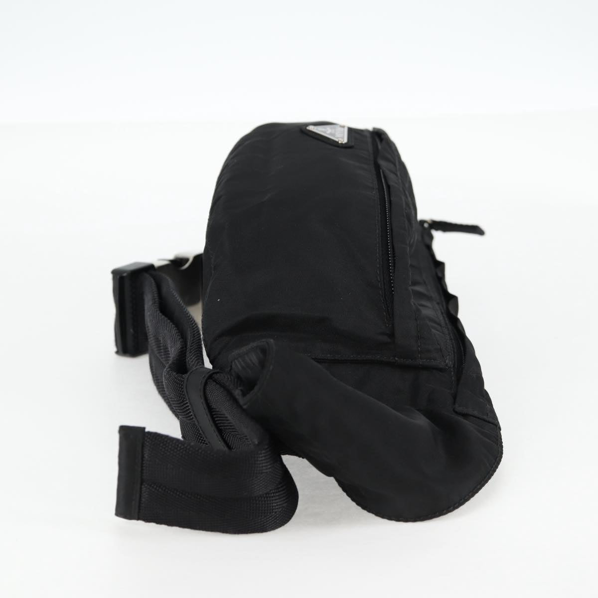 PRADA Waist bag Nylon Black Silver Auth EC935