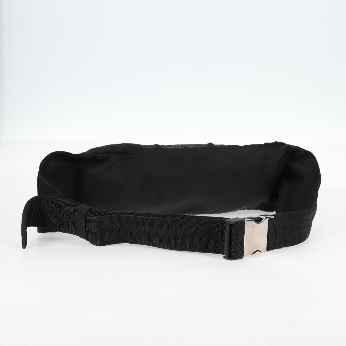 PRADA Waist bag Nylon Black Silver Auth EC935