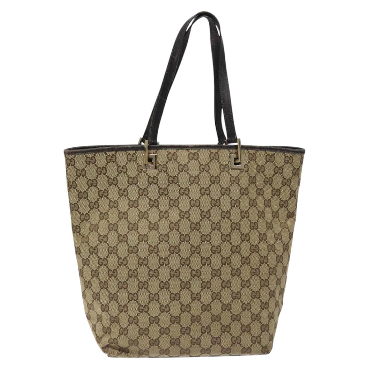 GUCCI GG Canvas Tote Bag Beige Gold 002 1098 1705 Auth EC943