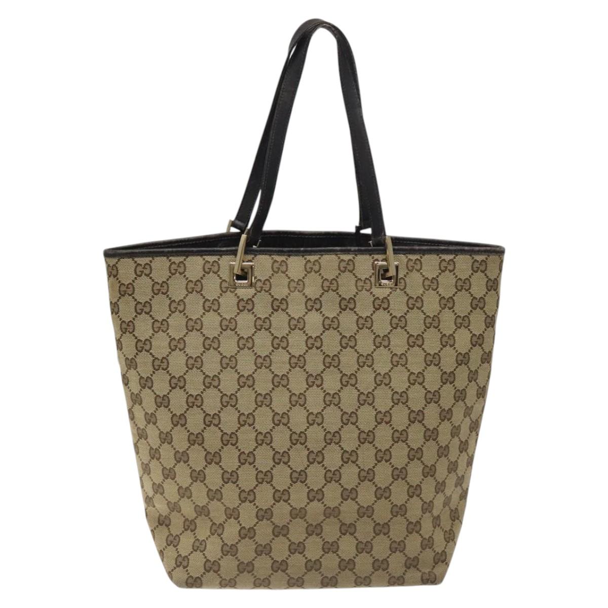 GUCCI GG Canvas Tote Bag Beige Gold 002 1098 1705 Auth EC943