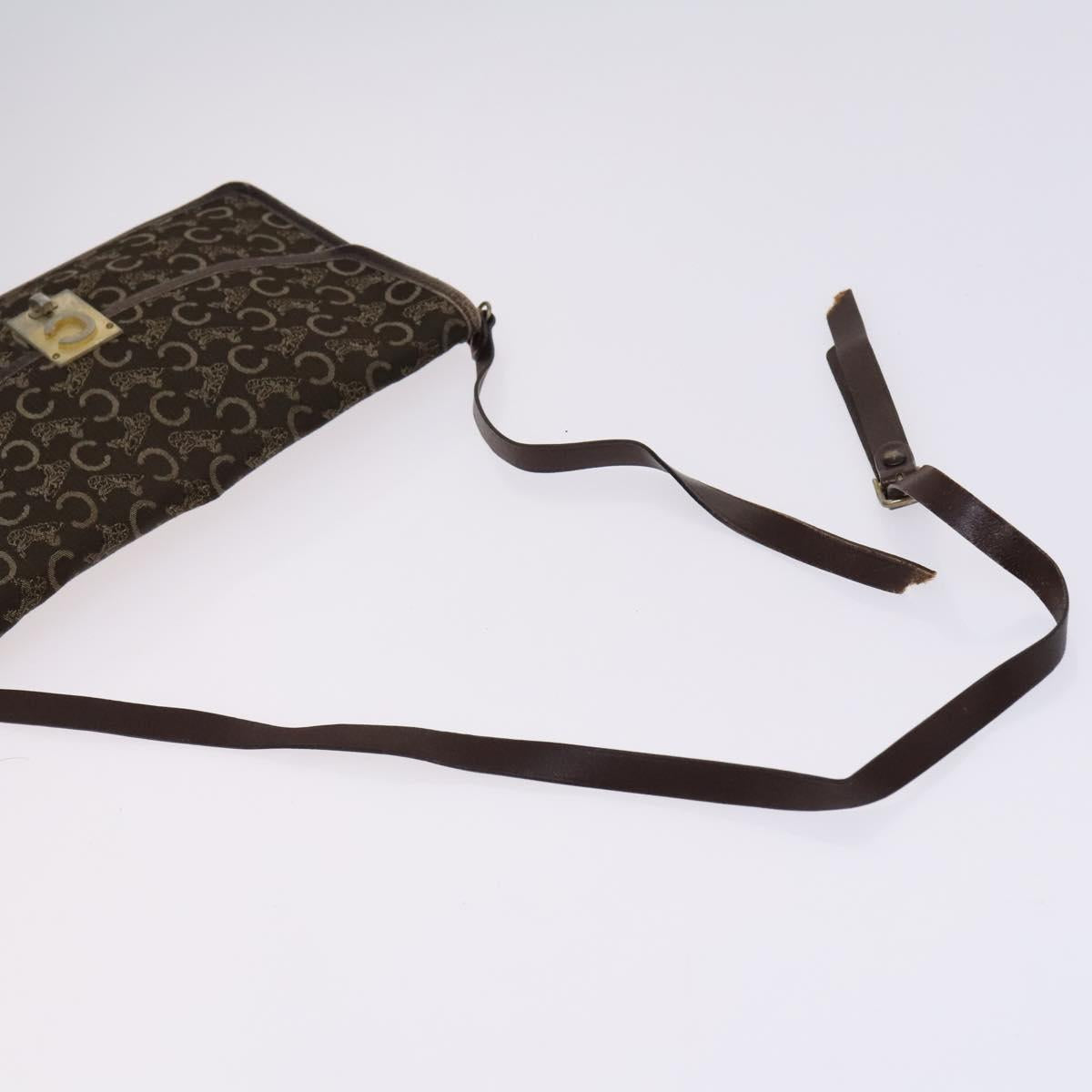 CELINE C Sulky Boston Shoulder Bag Canvas 2Set Brown Navy Auth EC949