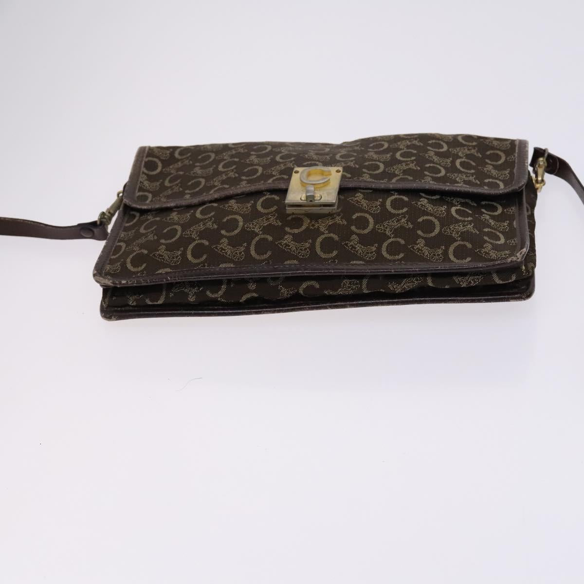 CELINE C Sulky Boston Shoulder Bag Canvas 2Set Brown Navy Auth EC949