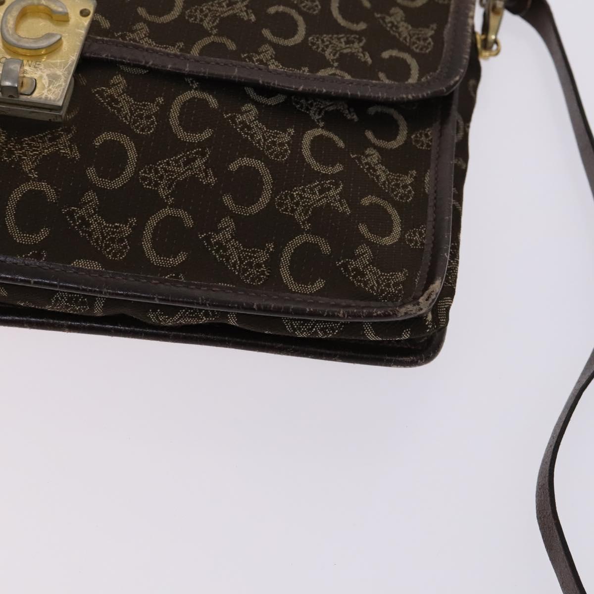 CELINE C Sulky Boston Shoulder Bag Canvas 2Set Brown Navy Auth EC949