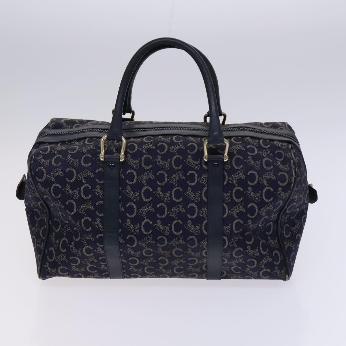 CELINE C Sulky Boston Shoulder Bag Canvas 2Set Brown Navy Auth EC949