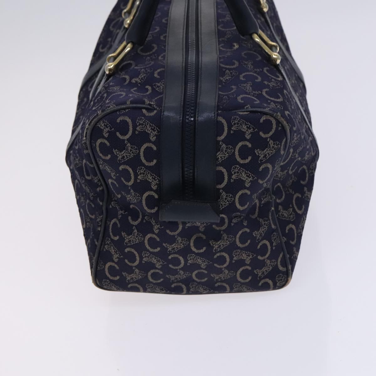 CELINE C Sulky Boston Shoulder Bag Canvas 2Set Brown Navy Auth EC949