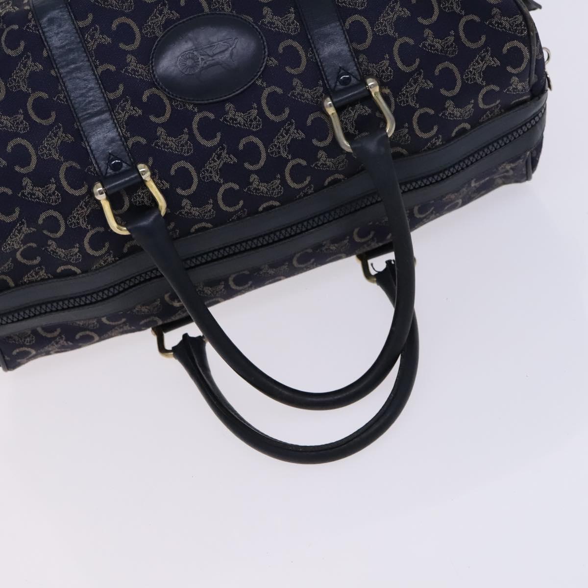 CELINE C Sulky Boston Shoulder Bag Canvas 2Set Brown Navy Auth EC949