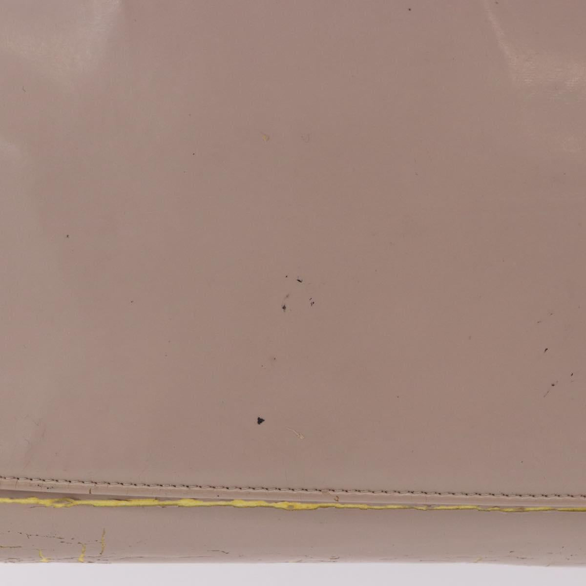CHANEL Chain Tote Bag Patent leather Beige CC Auth EC956