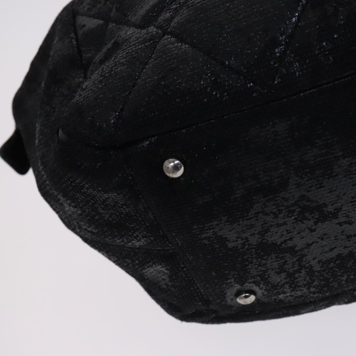 CHANEL Paris Biarritz PM Hand Bag Coated Canvas Black CC Auth EC957