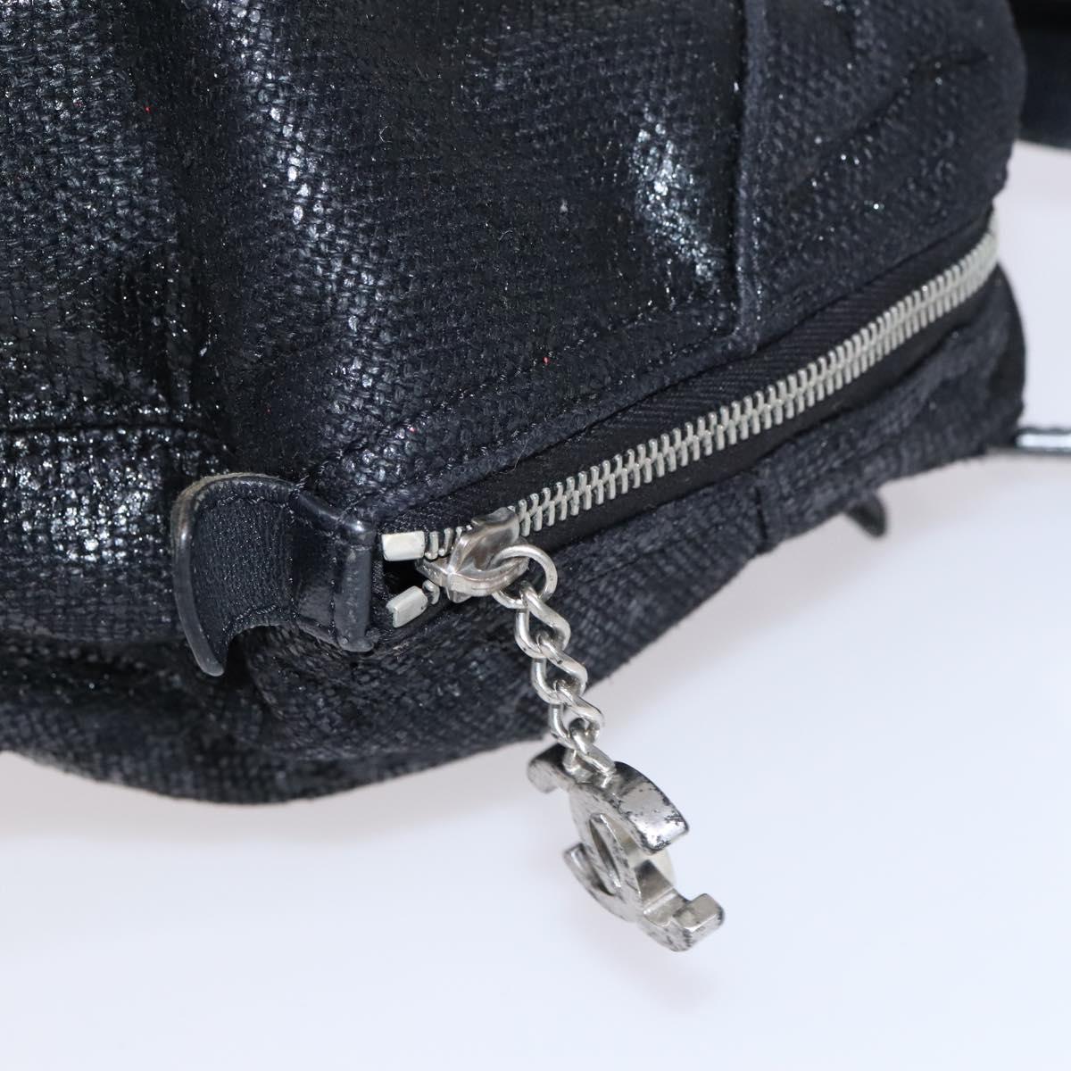 CHANEL Paris Biarritz PM Hand Bag Coated Canvas Black CC Auth EC957