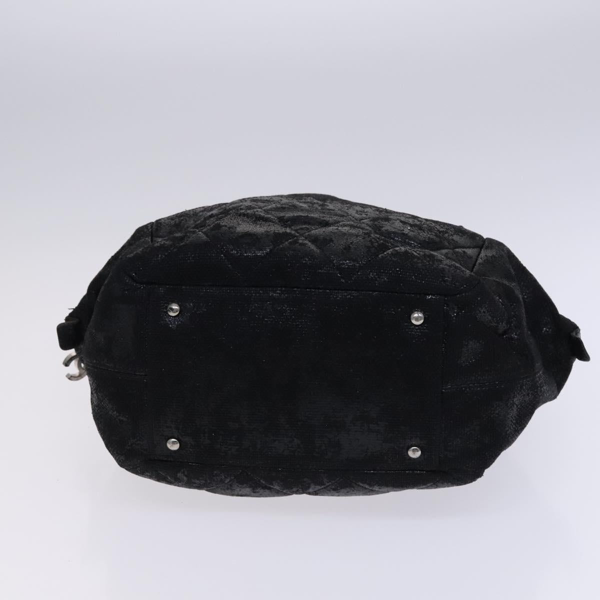 CHANEL Paris Biarritz PM Hand Bag Coated Canvas Black CC Auth EC957