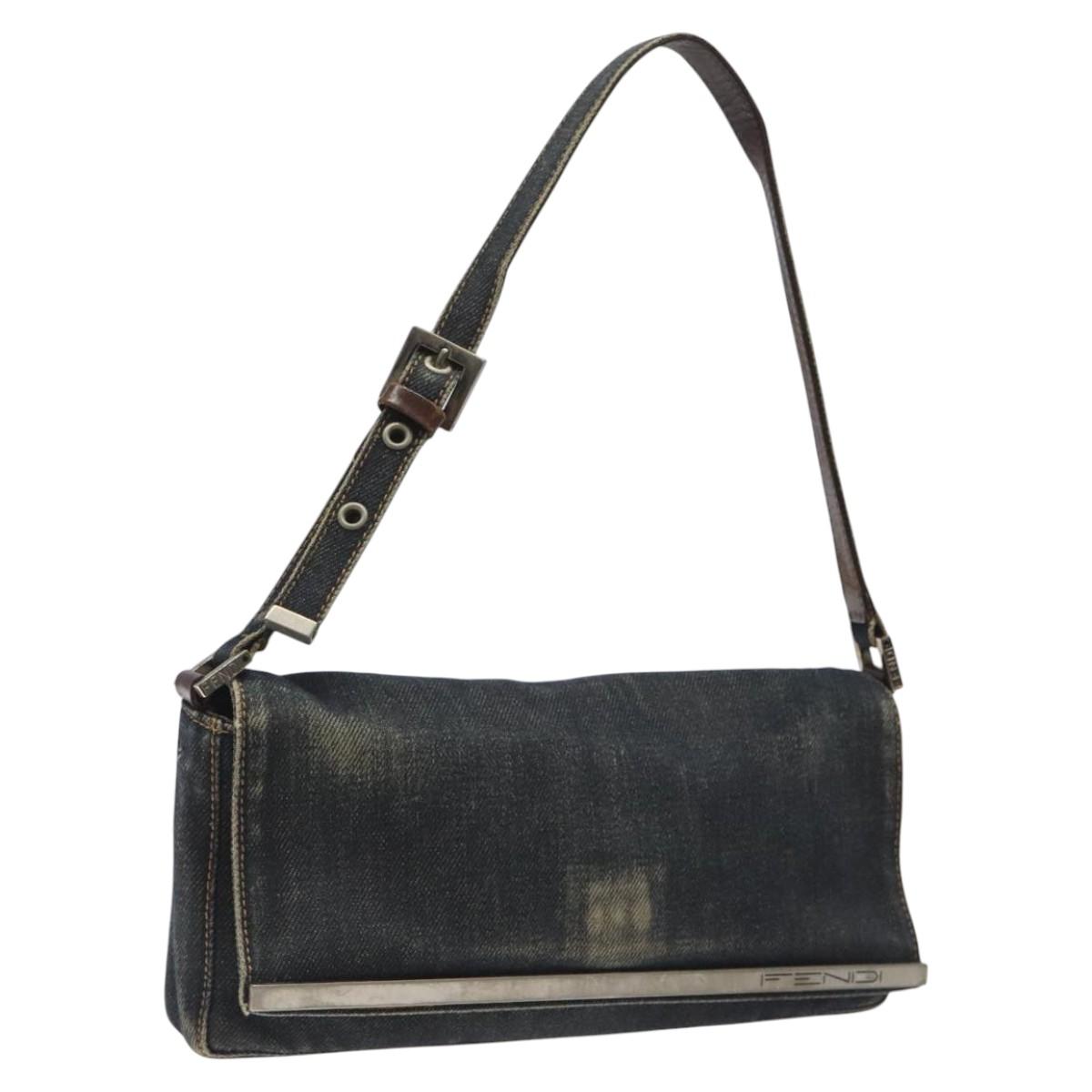 FENDI Shoulder Bag Denim Navy Auth EC962