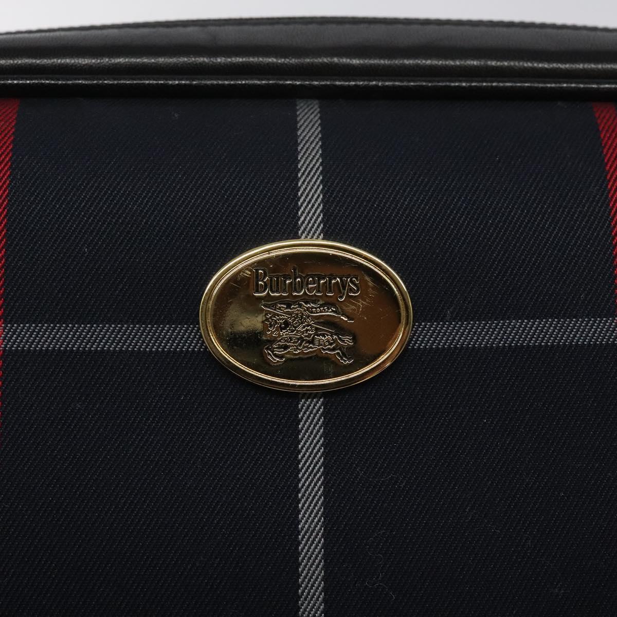 Burberrys Nova Check Clutch Bag Canvas Navy Auth EC973
