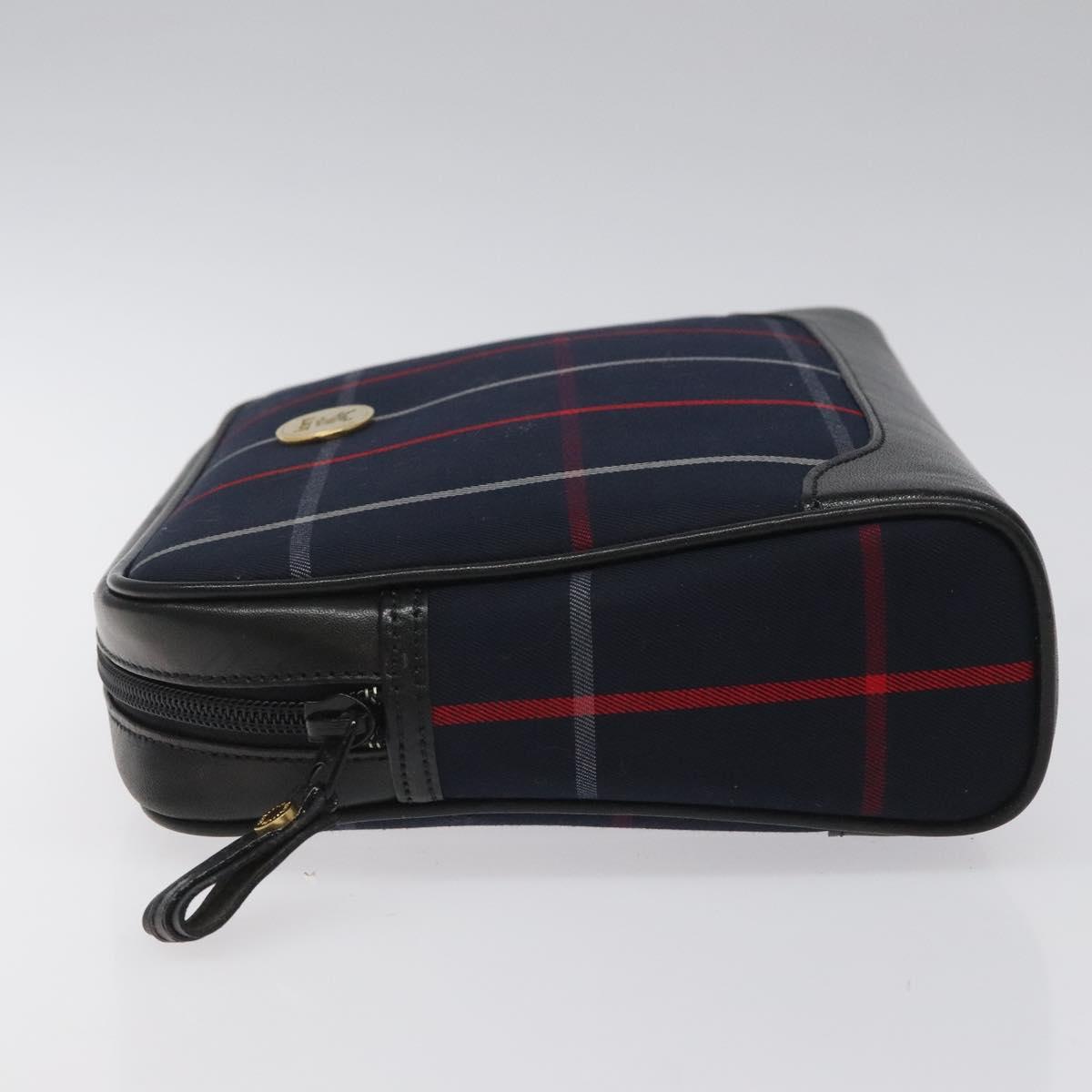Burberrys Nova Check Clutch Bag Canvas Navy Auth EC973