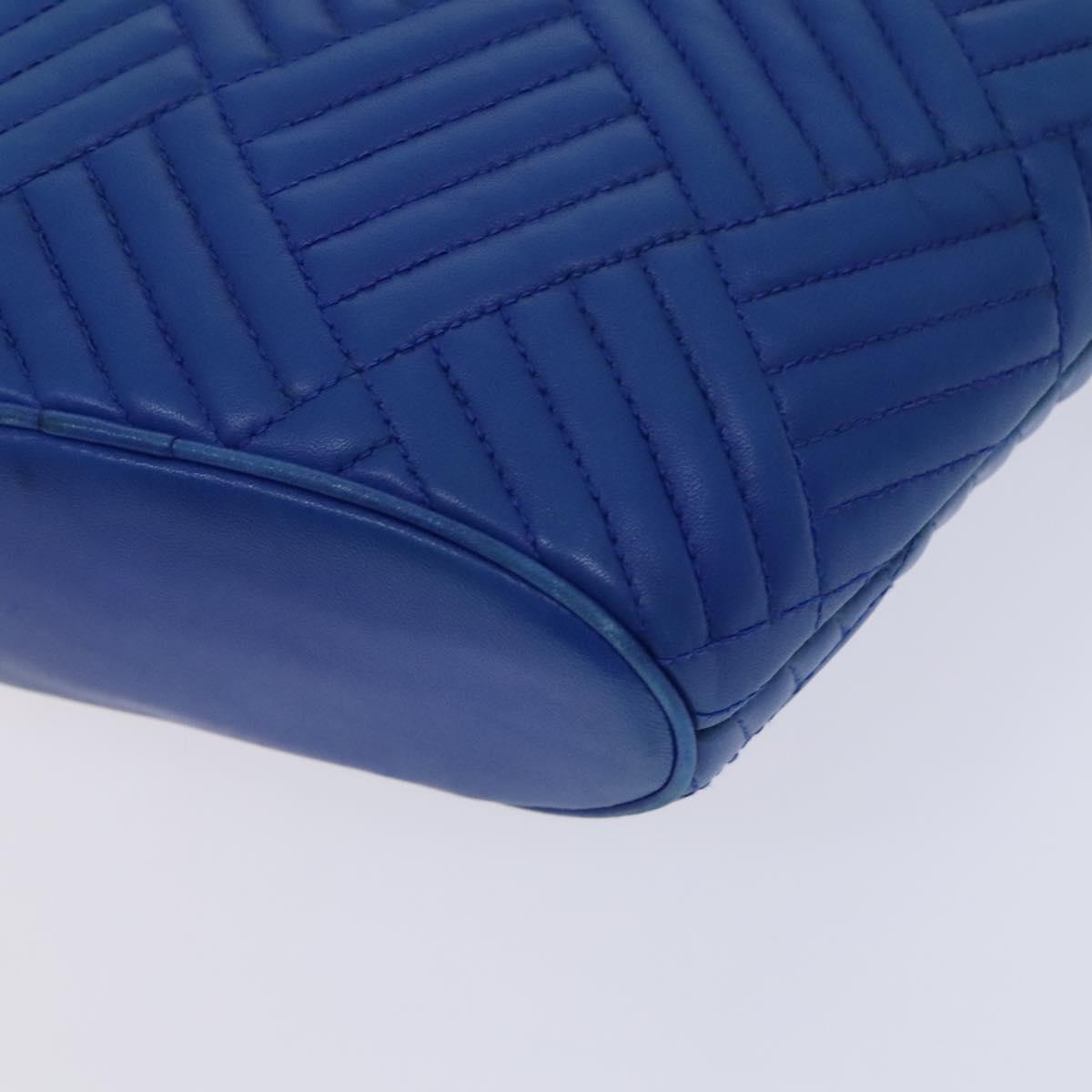 BALLY Shoulder Bag Leather Blue Gold Auth EC978