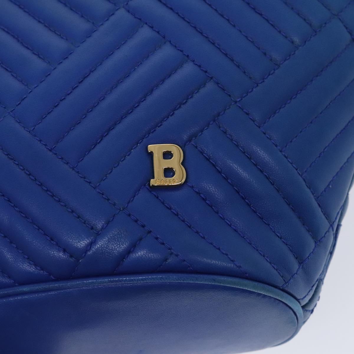 BALLY Shoulder Bag Leather Blue Gold Auth EC978