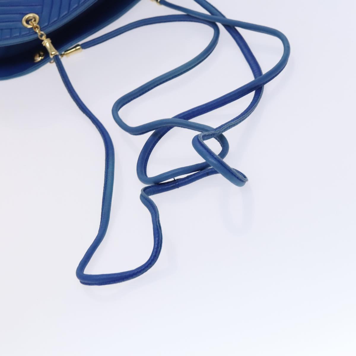 BALLY Shoulder Bag Leather Blue Gold Auth EC978