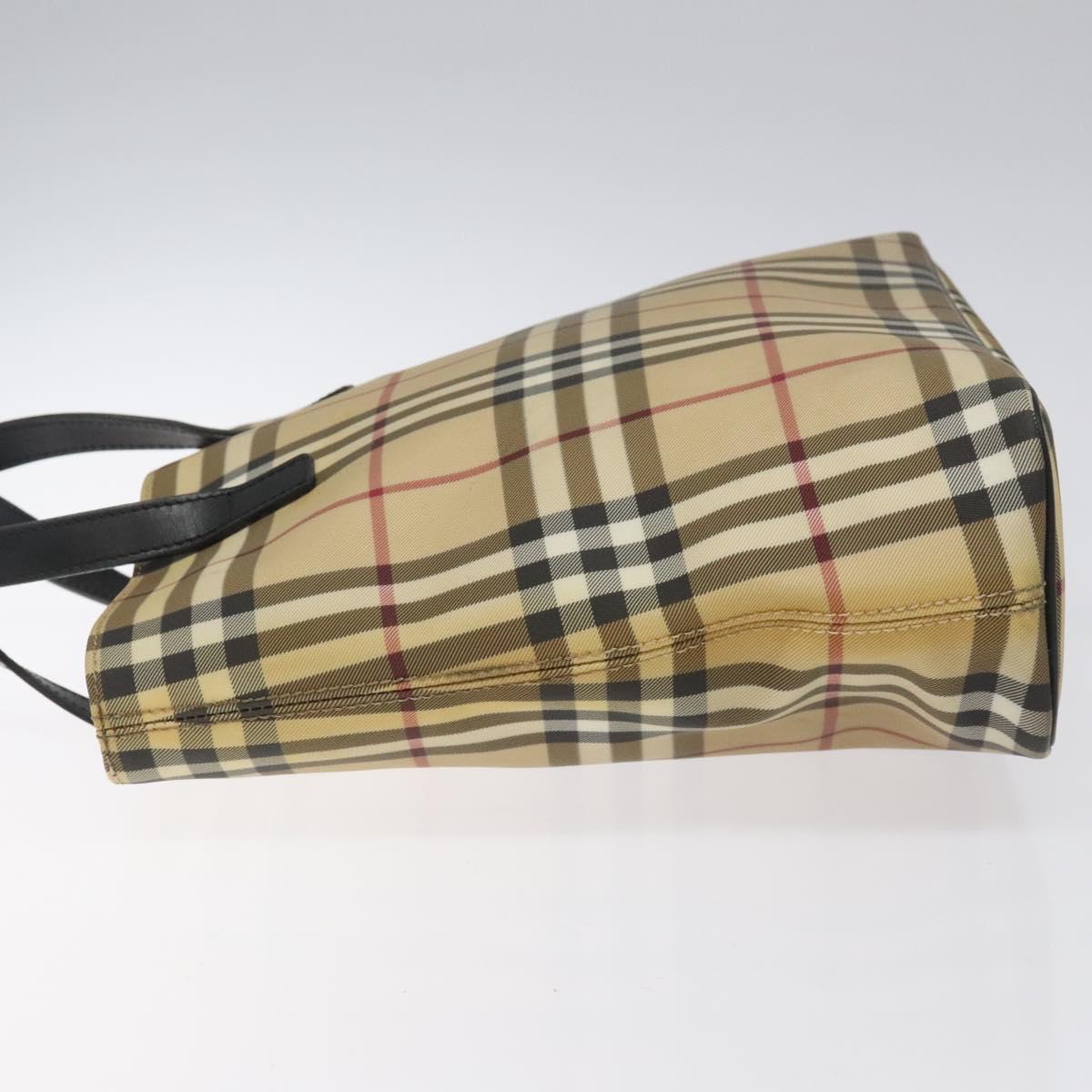 BURBERRY Nova Check Tote Bag PVC Beige Auth EC998