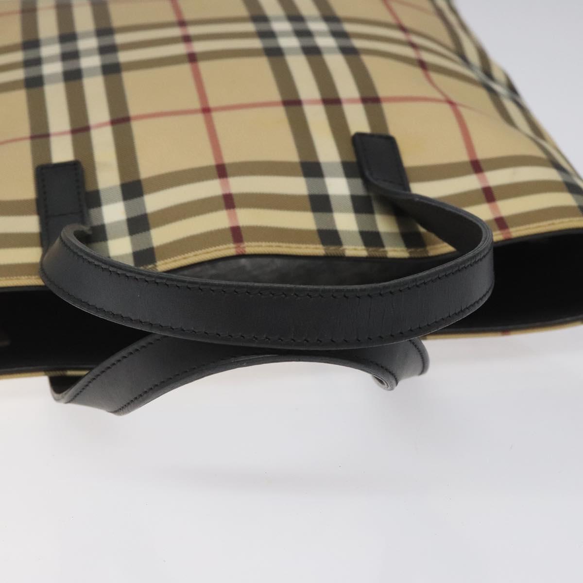BURBERRY Nova Check Tote Bag PVC Beige Auth EC998