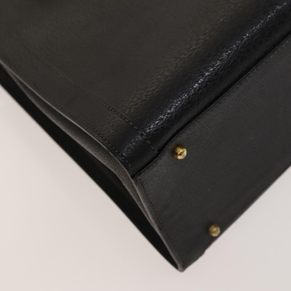 GUCCI Bamboo Hand Bag Leather Black Gold 002 1095 0260 Auth ep10000