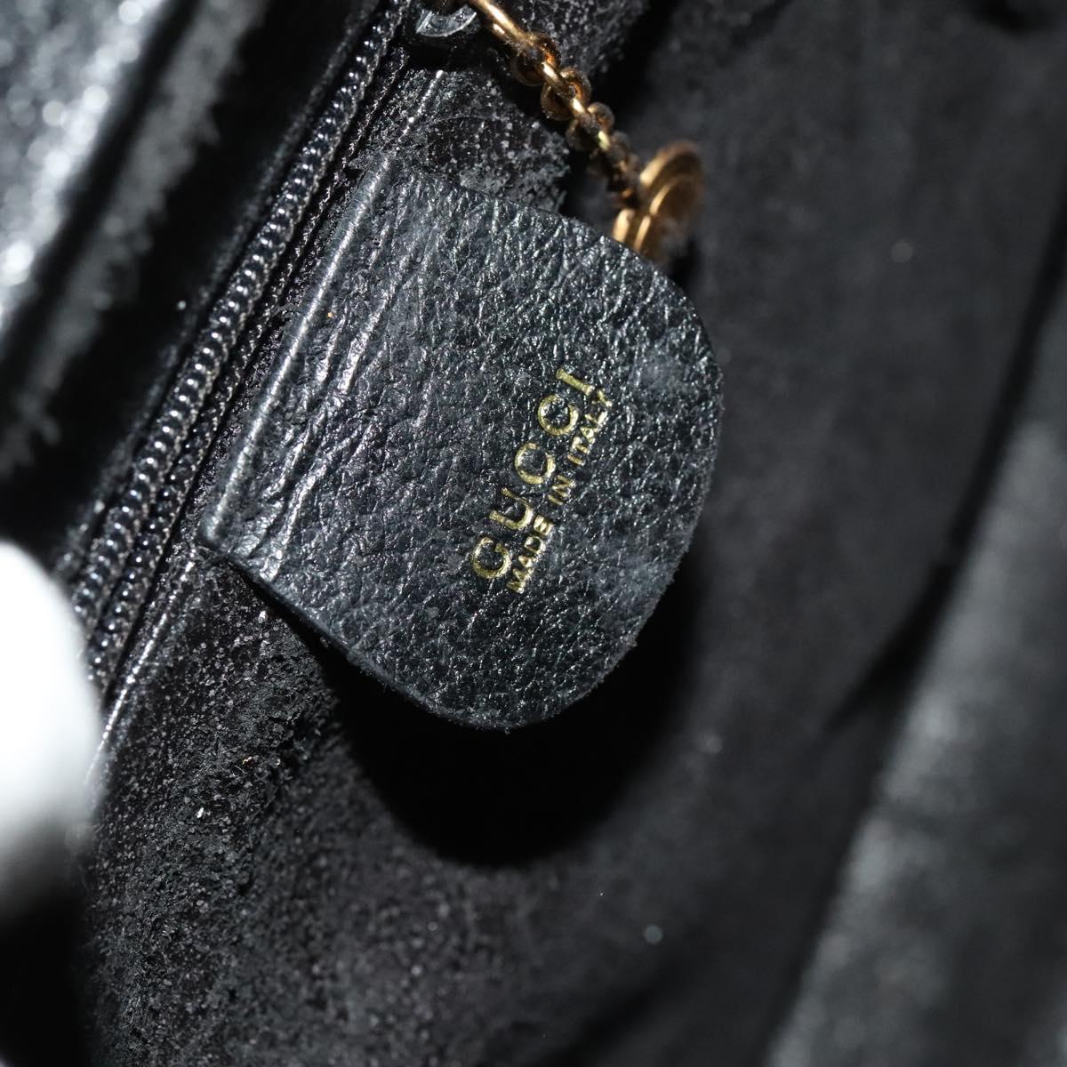 GUCCI Bamboo Hand Bag Leather Black Gold 002 1095 0260 Auth ep10000