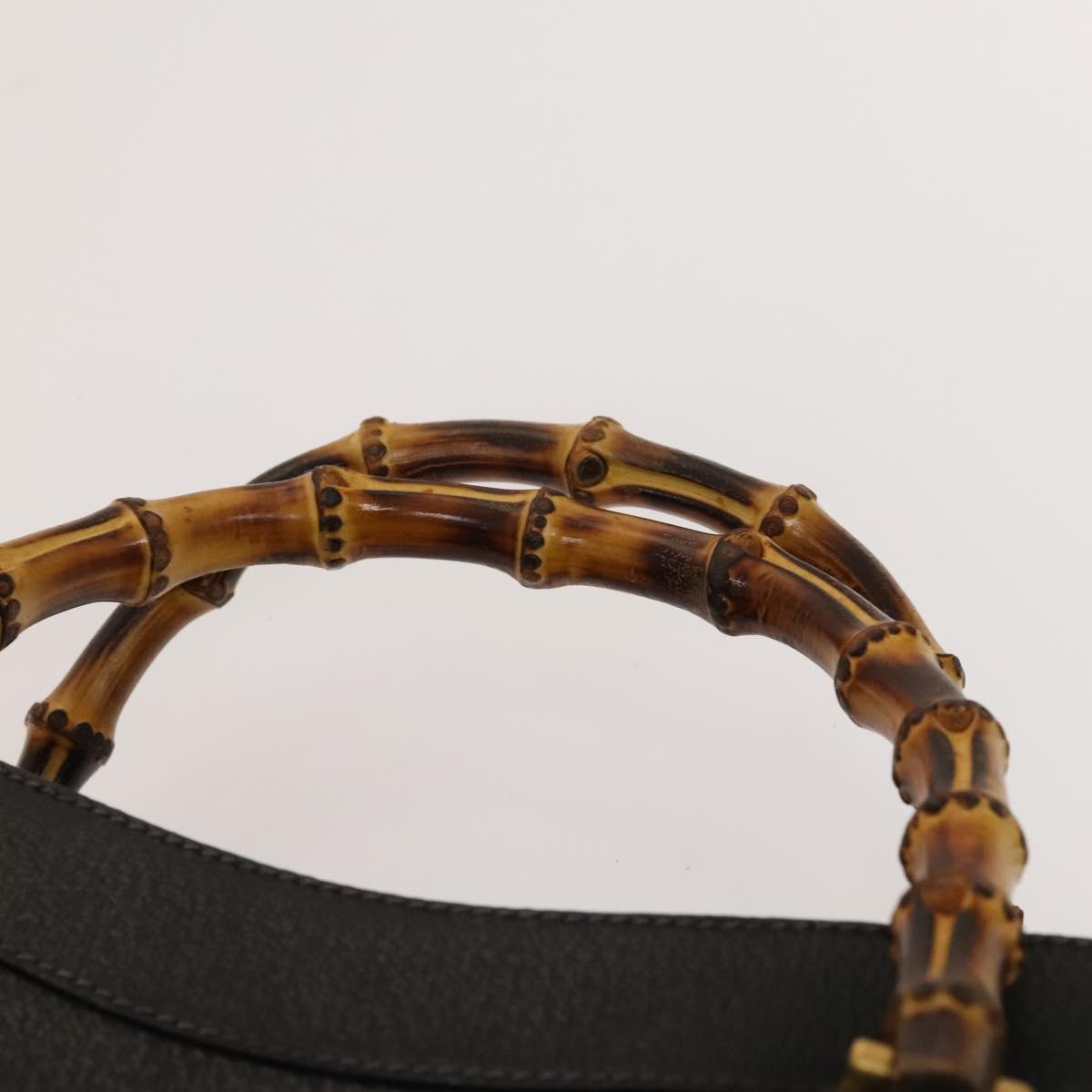 GUCCI Bamboo Hand Bag Leather Black Gold 002 1095 0260 Auth ep10000